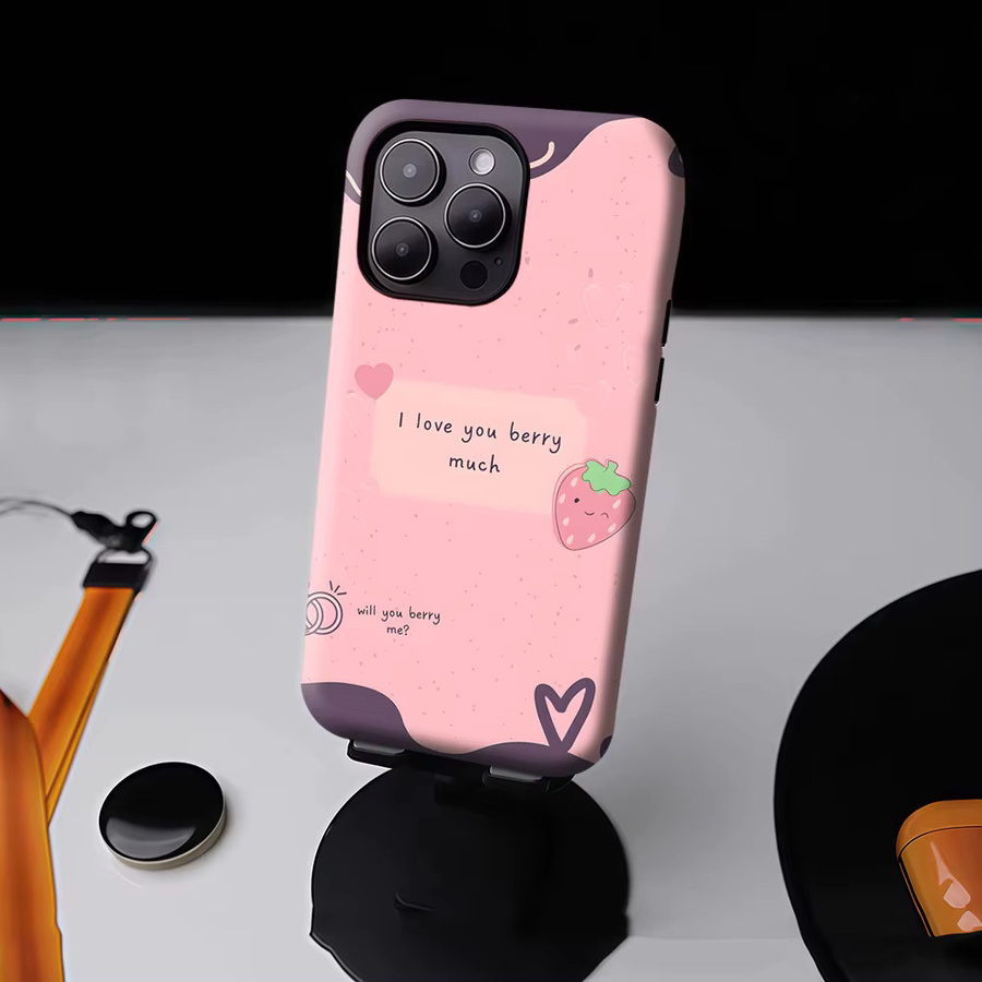 Potdemiel Berry Love Note Handyhülle für iPhone 17 16 15 14 13 Pro Max Plus, Rosa, Robuste Einzel- und Doppelschicht-Schutzhülle mit Magnetfunktion - Bild 4