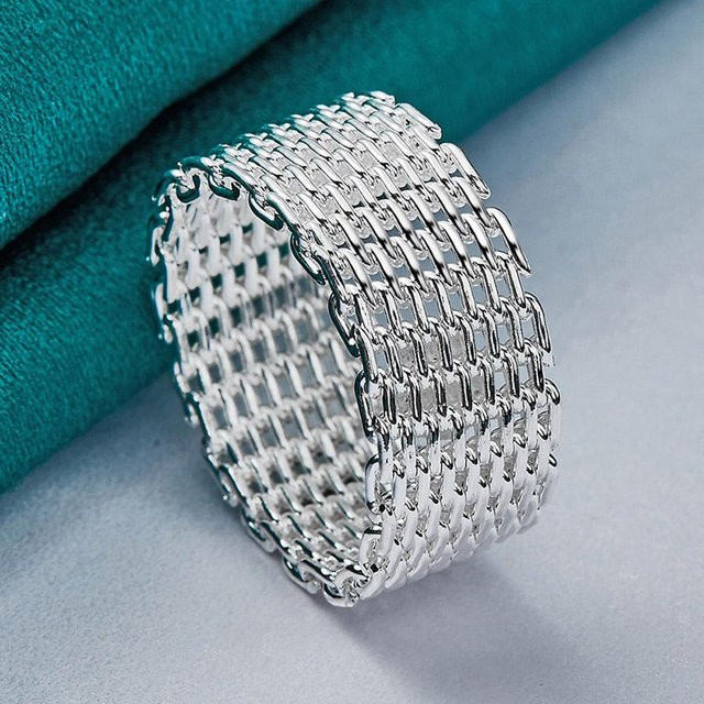 URMYLADY Ring, 925 Silber, Woven Net, Unisex - Bild 1