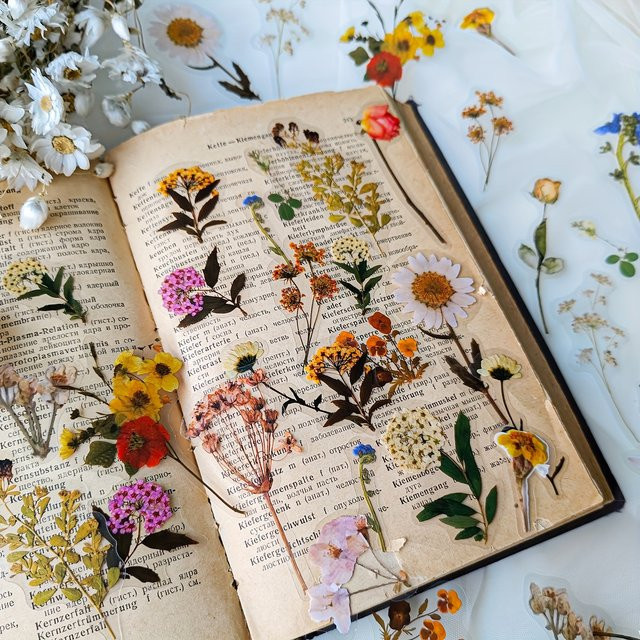 40 Stück PET-Blumenaufkleber in Multicolour für DIY-Scrapbooking und Journaling, selbstklebend und glitzernd - Bild 1