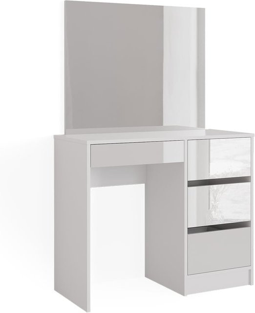 Vicco Schminktisch Sherry Weiß mit Schminkspiegel und Schubladen in Hochglanz-Optik, B/T/H: 90 x 36,42 x 75 cm - Bild 1