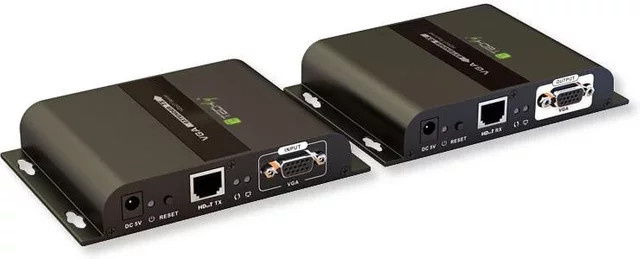 TECHly VGA HDbitT Extender mit IR 3D über Cat.6 Kabel bis zu 120m, Sender und Empfänger in Schwarz - Bild 1