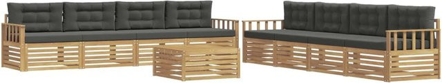 vidaXL Outdoor-Sofagarnitur 9-teilig aus Akazienholz mit Polstern in Weiß und Anthrazit - Bild 1