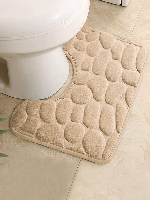 Anti-Rutsch Toilettenfußmatte Yiran Furniture in Zitronengelb, U-förmige wasserdichte Badezimmer-Matte aus Polyester, B/T: 40 x 50 cm - Bild 1