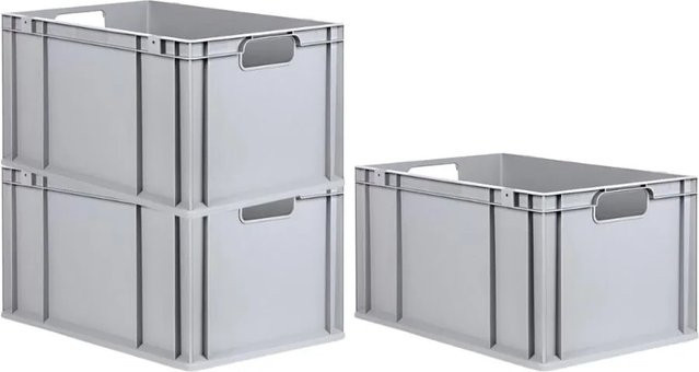 PROREGAL Spar Set 3x Eurobox Nextgen Economy Transportboxen mit offenen Griffen, Grau, H x B x T: 32 x 40 x 60 cm - Bild 1