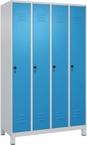 C+P Spind Classic PLUS Garderobenschrank mit 4 Abteilen, Stahl, grau/blau, B/T/H: 120 x 50 x 195 cm - Bild 1
