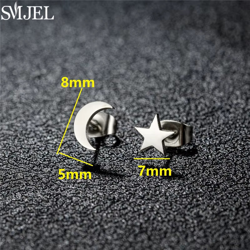 SMJEL Ohrstecker Edelstahl, Mond-Stern, Damen - Bild 2