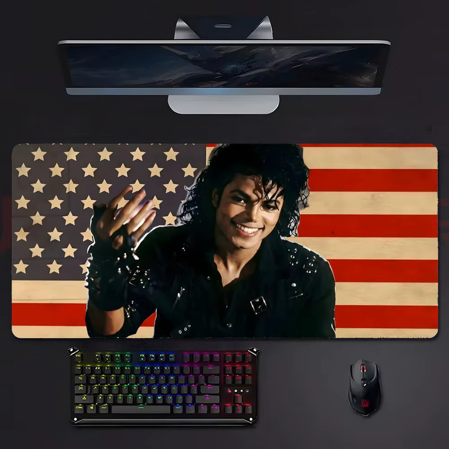 Pop Music M-Michael Jackson Gaming-Mauspad mit LockEdge in Schwarz und Multicolour, große Schreibtischunterlage für deinen PC-Schreibtisch - Bild 4