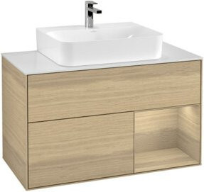 V&B Waschtischunterschrank Finion 100 in Eiche, B/T/H: 100 x 50,1 x 50,1 cm - Bild 1