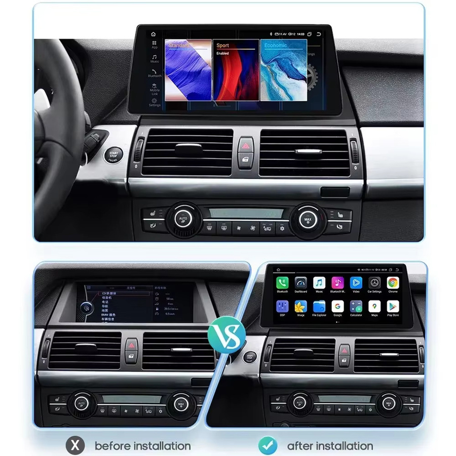 Hizpo Android 14 Autoradio mit Carplay und 4G für BMW X5 E70 X6 E71 CCC CIC, Schwarz, mit GPS und Cellular-Funktion - Bild 3