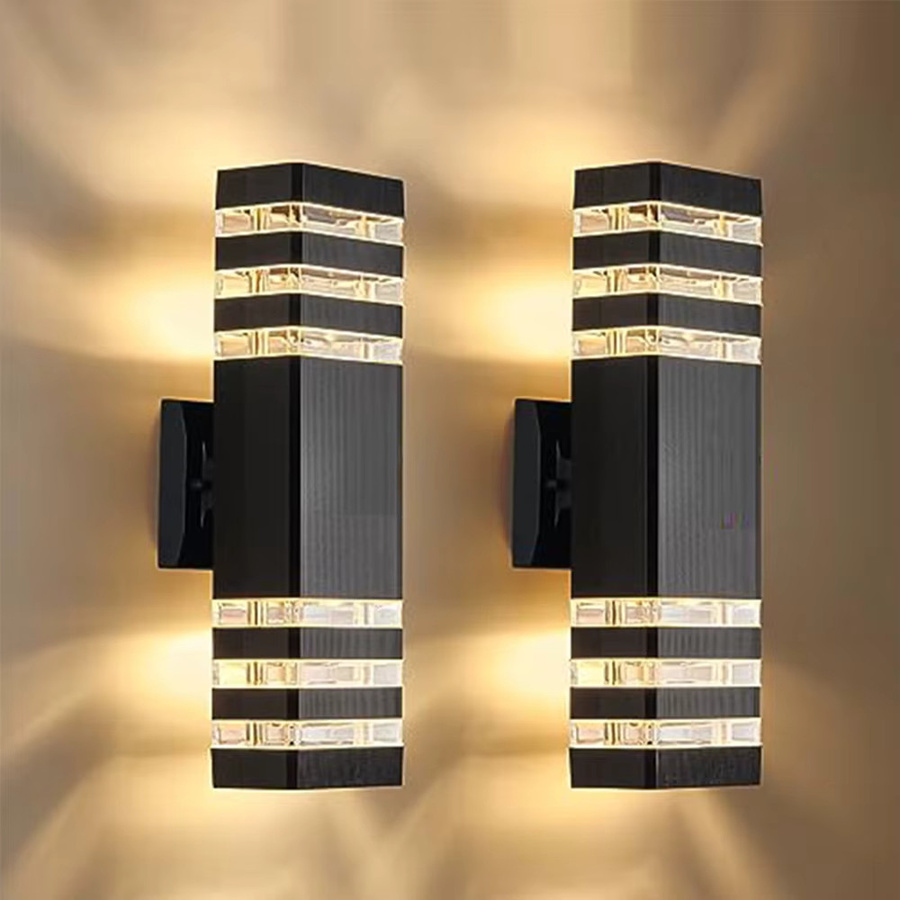 CANMEIJIA LED Außenwandleuchte Schwarz Modern Up-Down mit E27 Fassung und IP65 Wasserdichtigkeit für Garten und Hauswand - Bild 4