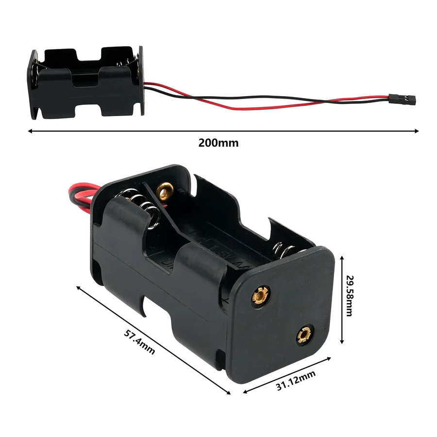 DIYmall AA Batteriehalter mit JR Anschluss Kabel für Servo Tester, Schwarz, 6V - Bild 2
