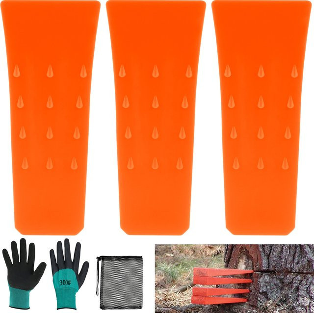 Toorise Fällkeile aus Kunststoff in Orange, 3er-Set für Kettensägen und Baumpflege - Bild 1