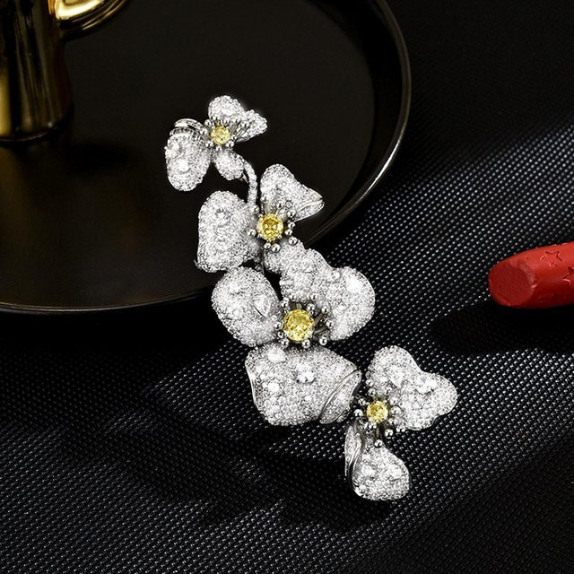 Lucky Star Jewelry Brosche, Blume, Zirkonia, Silber, Damen - Bild 1