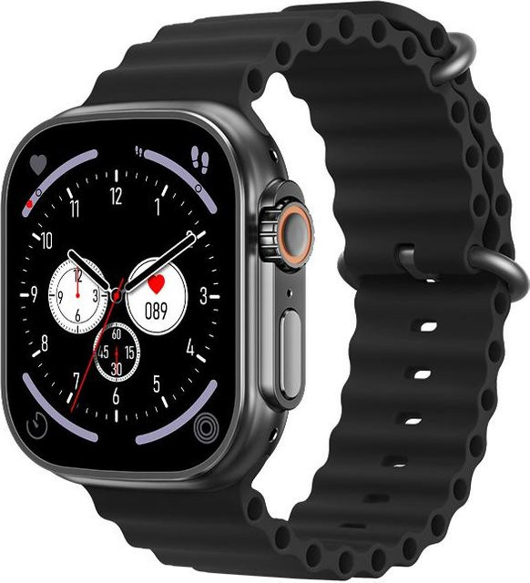 Kimi Mall Smart Watch Ultra 8 mit Bluetooth Anruffunktion, Herzfrequenzmessung und wasserdichtem Design für iOS und Android, Schwarz - Bild 1