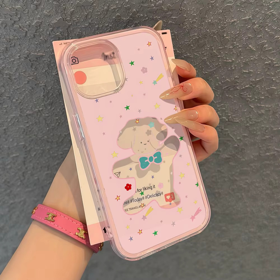 Stoßfeste Handyhülle mit Cartoon-Welpen-Design für iPhone 11 bis iPhone 17 Pro Max in Bonbonfarben - Bild 4