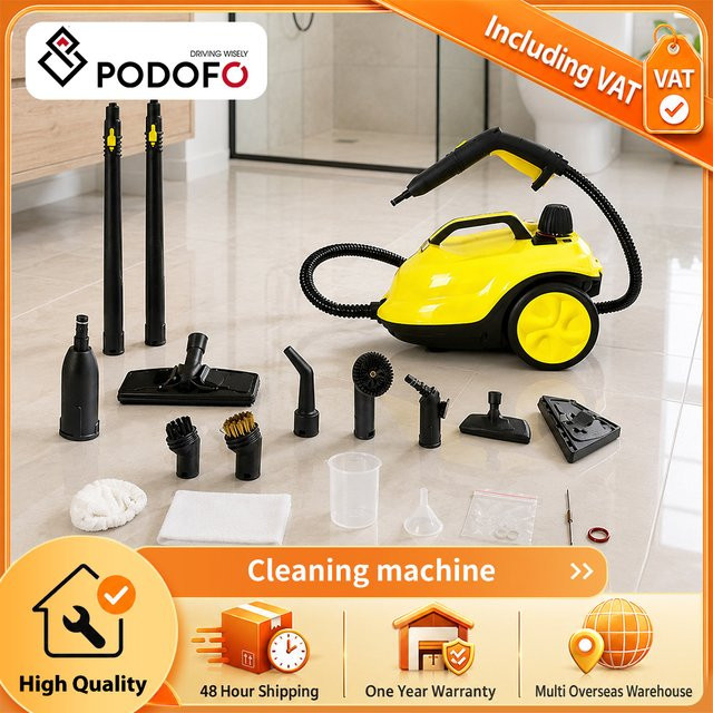 Podofo Multifunktionaler Handheld Dampfreiniger 2000W in Gelb zur Hochtemperatur-Sterilisation und Desinfektion für Auto, Boden und Küche - Bild 1