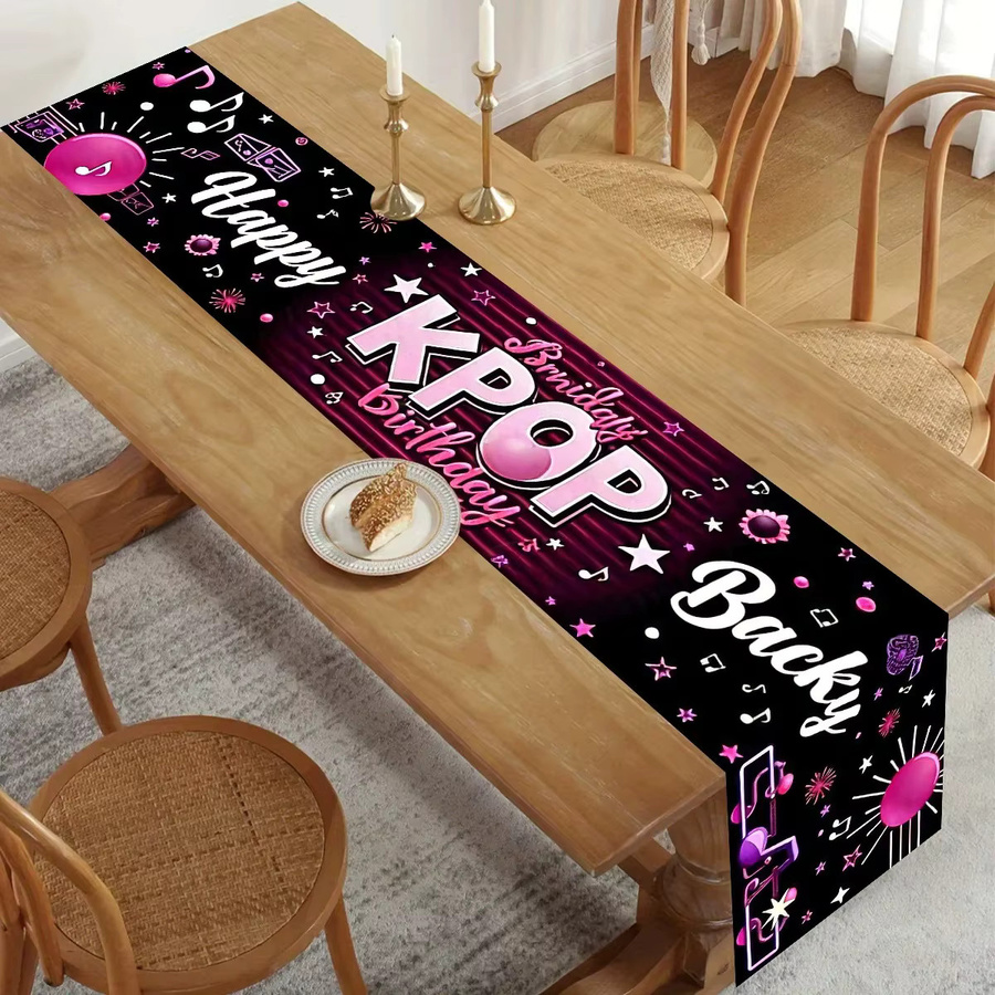 OURFETE Tischläufer mit Musik-Motiv für Geburtstagspartys und Heimdekoration, Mehrfarbig, B/H: 180 x 35 cm - Bild 2