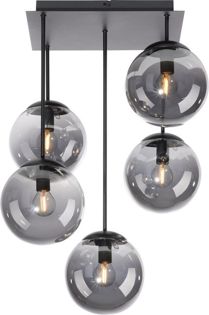 Just Light Deckenleuchte Big Widow in Schwarz mit Rauchglas und Metall, B/H: 39 x 58,5 cm, E14, 5 Fassungen - Bild 1