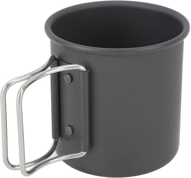 Fishine Campingbecher aus Edelstahl mit klappbarem Griff in Schwarz - Bild 1