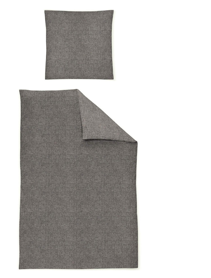 Irisette Mink Flausch Cotton Bettwäsche Melange Grau mit Bettbezug und Kissenbezug B/H: 155 x 220 cm und 80 x 80 cm - Bild 1