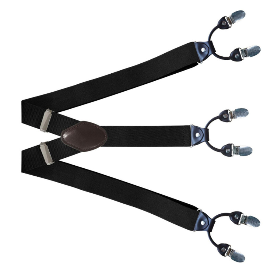 Hosenträger Herren, elastisch, verstellbar, 6 Clips, Y-Form, Schwarz - Bild 6