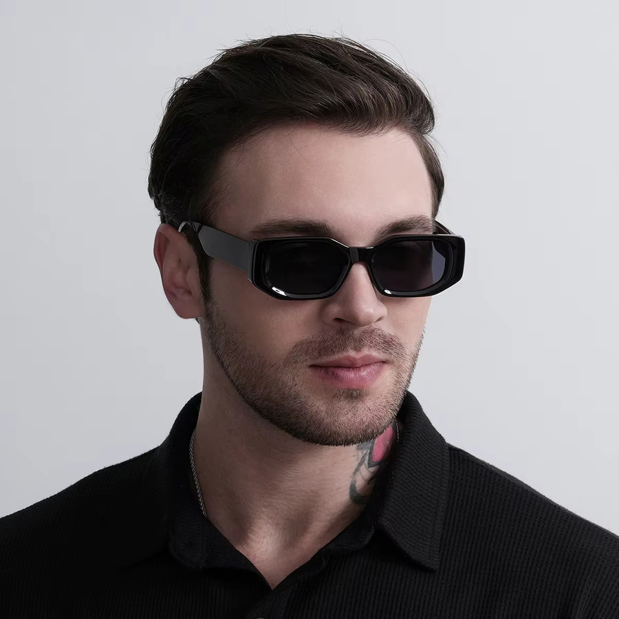 Ruiao Sonnenbrille, unregelmäßiger dicker Rahmen, Vollrand, Schwarz, Unisex - Bild 5