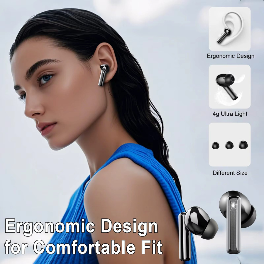 Kuizil Q18 Bluetooth 5.4 Ohrhörer in Schwarz mit LED-Anzeige, 40 Stunden Spielzeit, IP7 Wasserdichtigkeit, HiFi-Sound und ENC-Mikrofon sowie Touch-Control - Bild 4
