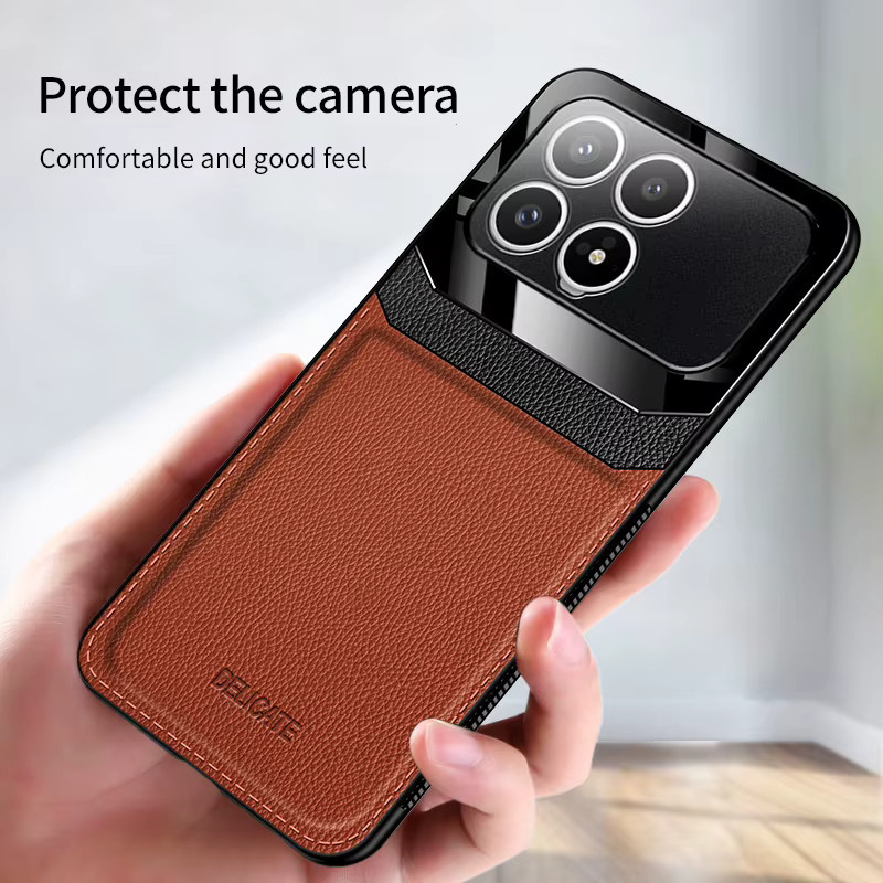 Magnetische Lederhülle mit Kameraschutz für Xiaomi Redmi K90, Redmi K90 Pro Max und Redmi K80 Pro in Braun - Bild 3