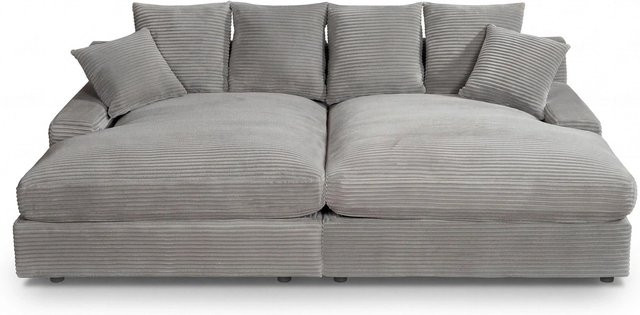 Bessagi Home Loveseat Eleonora Sofa in Hellgrau mit Cord-Bezug und Massen B: 250 cm, H: 151 cm, T: 75 cm - Bild 1