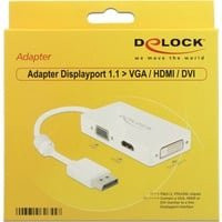 Delock DisplayPort 1.1 Stecker auf VGA, HDMI und DVI-D Buchse Adapter, weiß (62655) - Bild 1