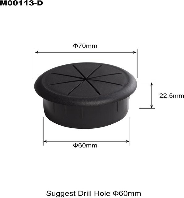 Keenkee Flexible Kabeldurchführung aus Kunststoff für Schreibtisch und Möbel, 2 Zoll, Schwarz oder Weiß - Bild 1