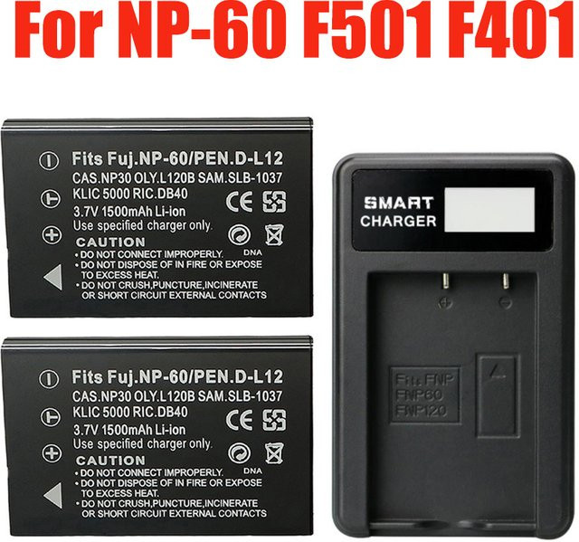 Fujifilm NP-60 Akku mit 1500 mAh in Schwarz für F50I F501 F401 ZOOM F410 F601 F601Z - Bild 1