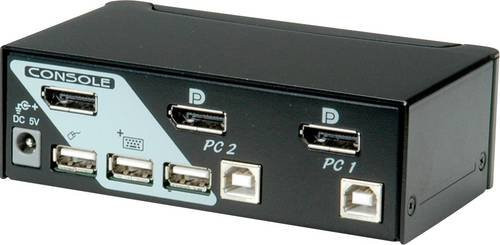 Roline KVM-Umschalter DisplayPort und USB 2.0, 1 User - 2 PC, Schwarz, 14.01.3327 - Bild 1