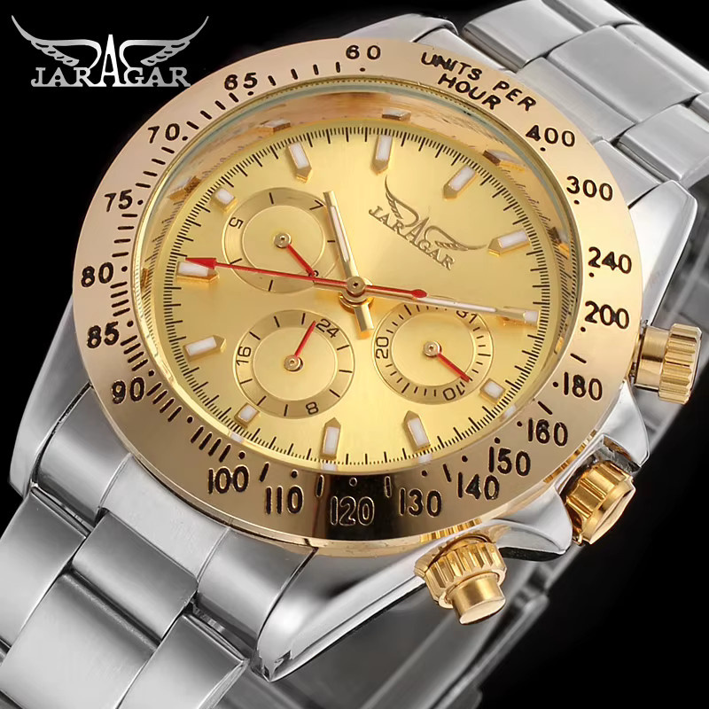 JARAGAR Armbanduhr Automatik, Edelstahl, Gold, Herren - Bild 2