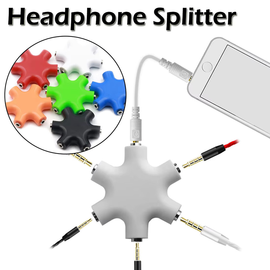 BSN 3,5 mm Kopfhörer-Audio-Splitter 5-Wege-Anschluss Aux-Stereo-Verlängerungskabel in Schwarz - Bild 4