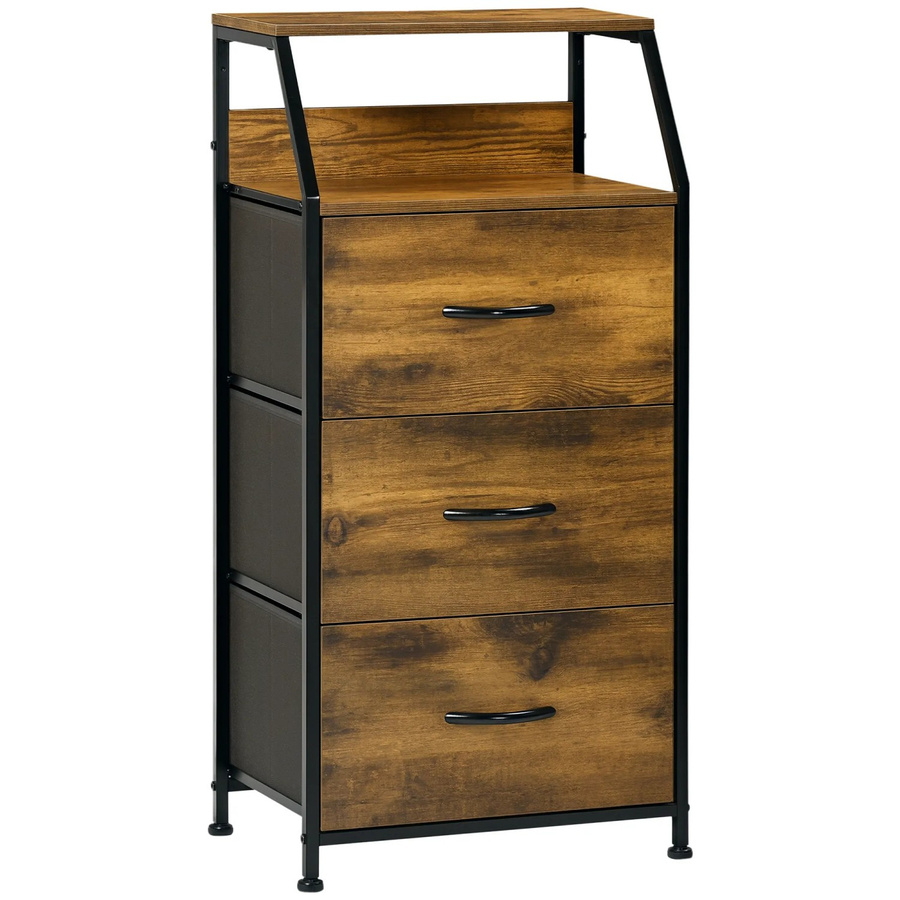 HOMCOM Aufbewahrungsschrank im Industrial Design mit 3 Schubladen in Braun - Bild 2