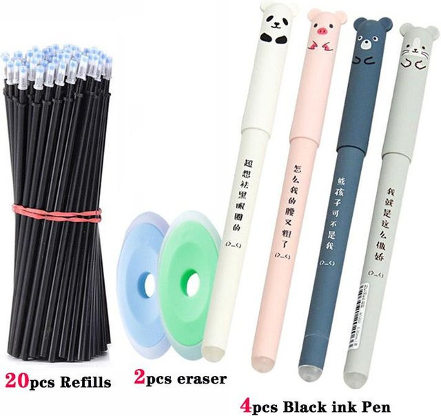 26er Set löschbare Gelstifte mit Tier-Motiven, 0,5 mm Stiftminen in Schwarz, Blau und Mehrfarbig für Schule und Büro - Bild 1