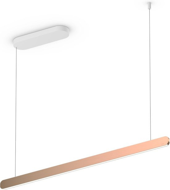 Occhio Mito linear volo 100 up LED-Pendelleuchte in Weiß matt mit Rose Gold Kopf und Occhio air Modul für die Tischbeleuchtung - Bild 1