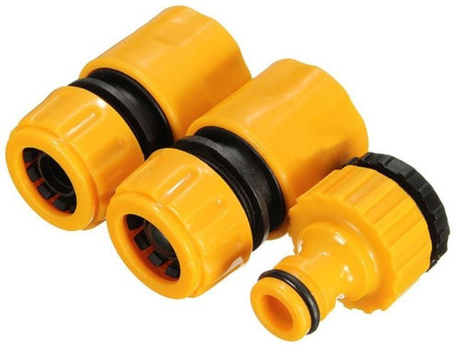 Schnellanschluss-Wasseranschluss-Adapter für Tropfbewässerung in Orange, passend für 3/4 Zoll und 1/2 Zoll Schlauchanschlüsse - Bild 1