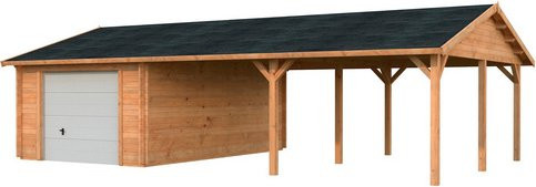 Palmako Garage Roger aus Fichten-Leimholz mit Sektionaltor und Satteldach, Hellbraun, B/T/H: 1006 x 619 x 316 cm - Bild 2