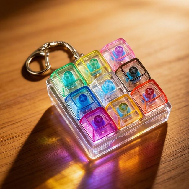 DIY-Tastatur Fidget Spielzeug, 9-Tasten, bunte Licht-Tastenkappe, Schlüsselanhänger - Bild 1