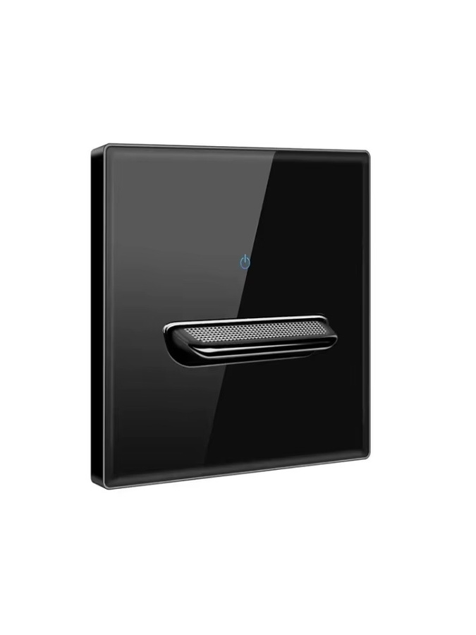 Moderner Glas-Touch-Wandschalter aus gehärtetem Kristallglas mit LED-Hintergrundbeleuchtung und Metall-Drucktaster in Schwarz - Bild 4