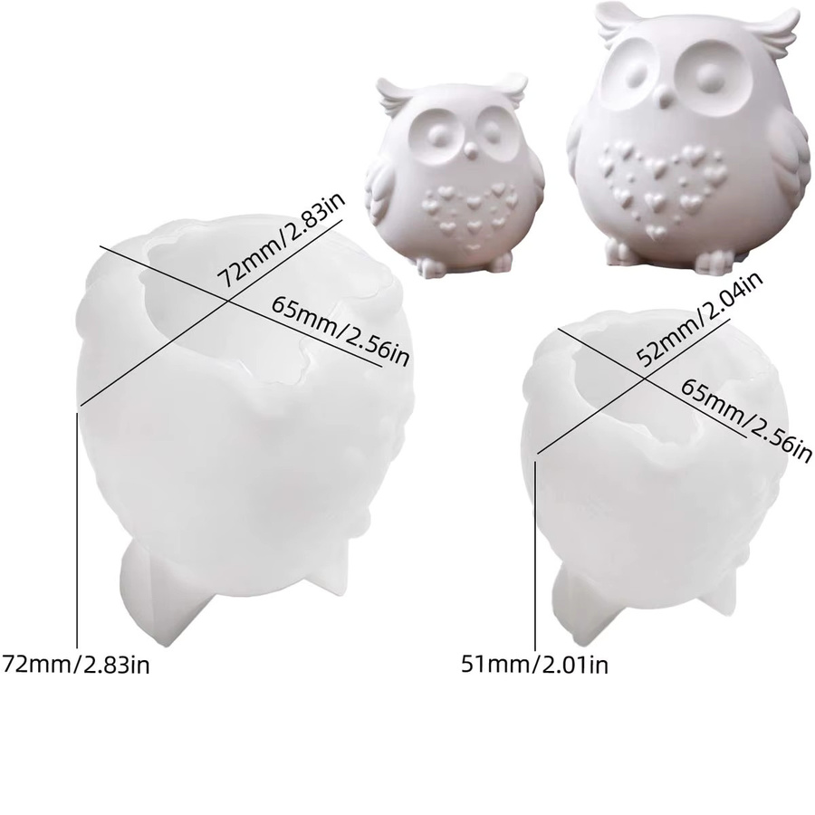 UDOCOOL Silikonform Eule in Weiß für DIY Kerzen, Seife, Gips und Harz zur Wohndekoration - Bild 2