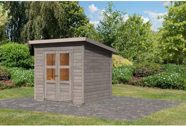 Karibu Holz-Gartenhaus mit Pultdach in Braun, B/T/H: 212 x 219 x 212 cm - Bild 1