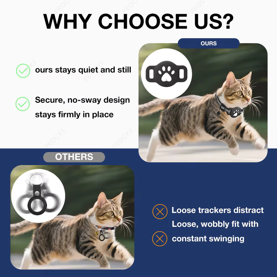 Peocke Bluetooth GPS-Tracker für Android kompatibel mit Google Find My, wasserdichter intelligenter Tracker-Tag mit verstellbarem Halsband für Katzen und Haustiere, Farbe: Schwarz - Bild 3
