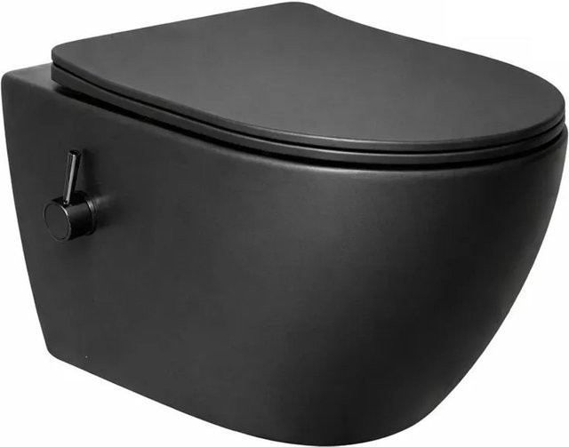 Swiss Aqua Technologies Wand-WC mit Bidet und Wirbelspülung in Schwarzmatt inklusive WC-Sitz mit Absenkautomatik und Montageset, B/T/H: 50 x 36 x 50 cm - Bild 1