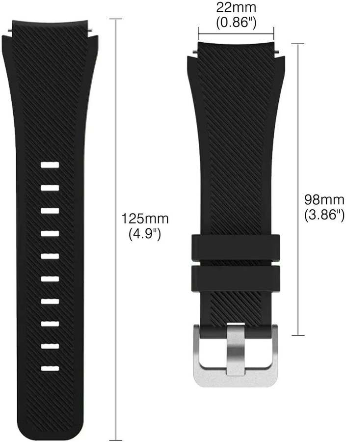 Uhrenarmband Silikon, 22 mm, Schwarz, Unisex - Bild 3