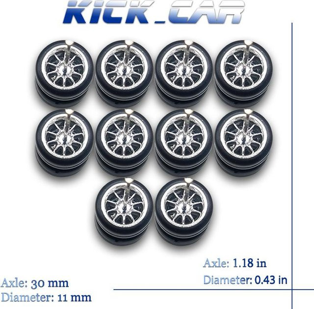 Hot Wheels Räder, 5-teiliges Set, Zehn Speichen, mit Gummireifen, Schwarz - Bild 1
