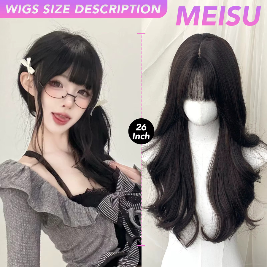 MEISU Perücke, gewellt, schwarz, 66 cm, Damen - Bild 4