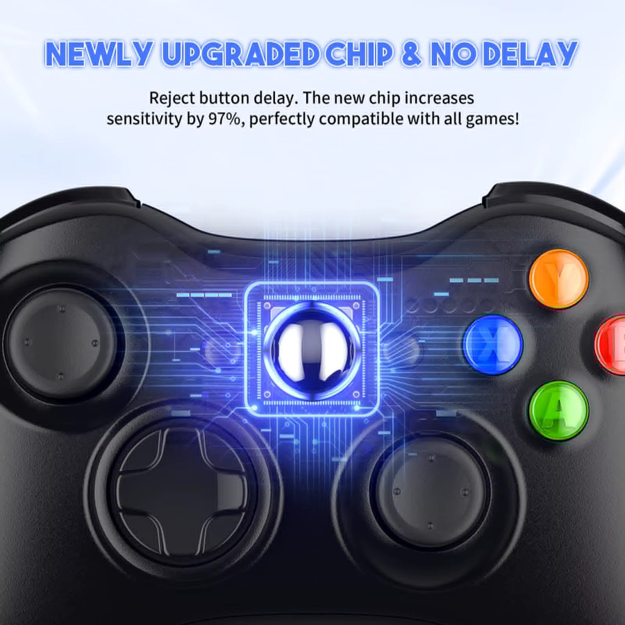 Bonacell Kabelloser 2,4G Controller für Xbox 360 Slim/Lite und PC, Gamepad mit Dual-Vibration und präzisen Triggern in Schwarz oder Weiß - Bild 1